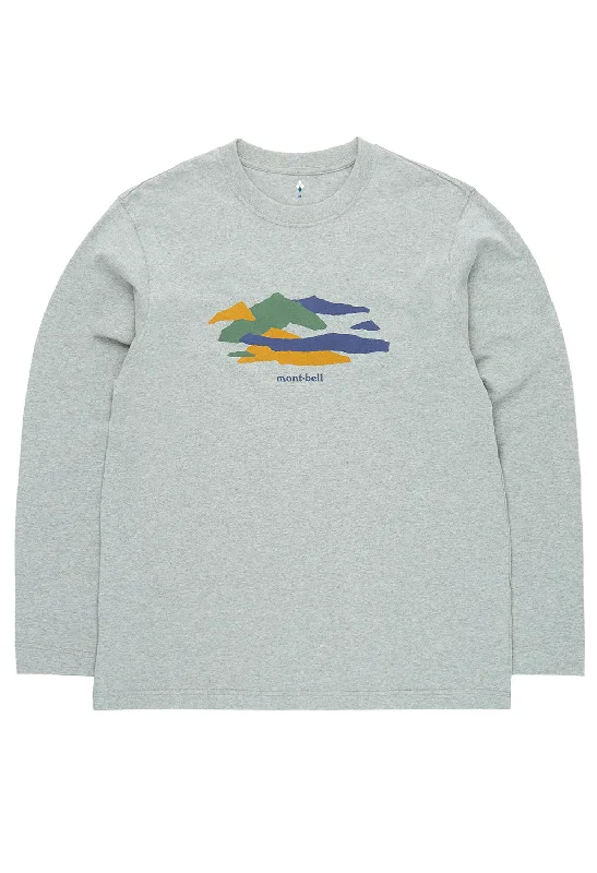 Women's Vacation Clothes Montbell Pear Skin Cotton Long Sleeve T Yamayama T-Shirt - Light Grey