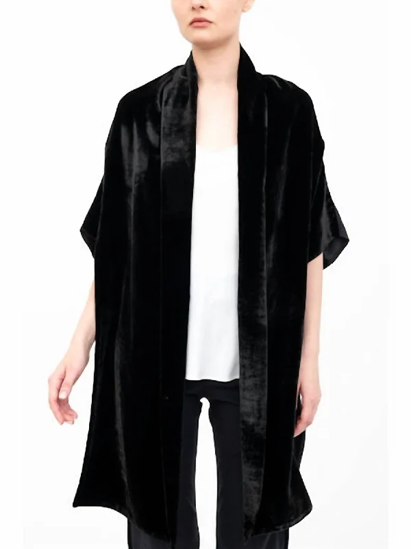 Holiday Special Offers Amari Shrug With Silk Contrast In Black