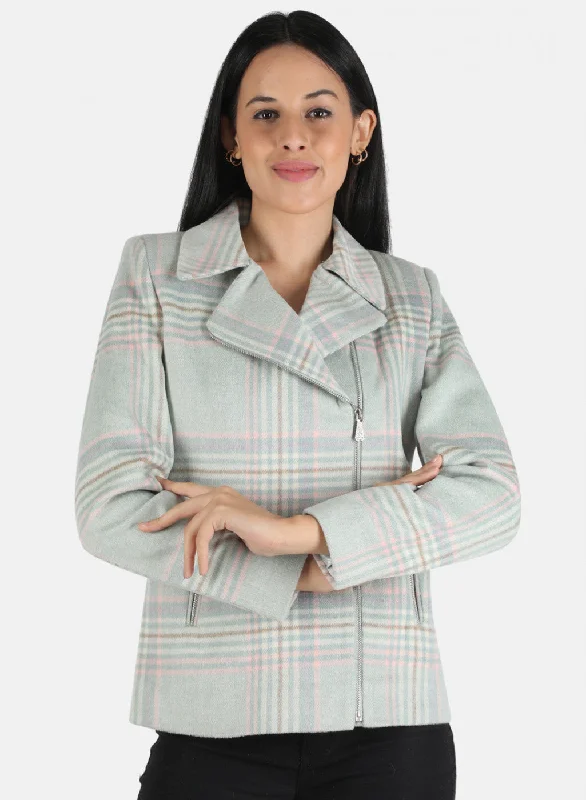 Online Shopping Boutiques Women Grey Check Coat