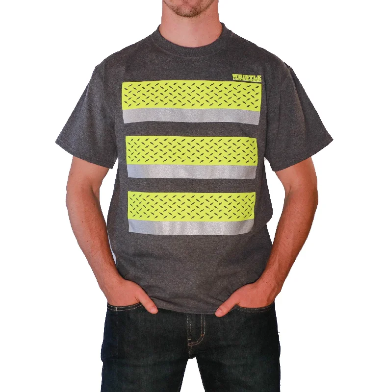 Clothes Sales Whistle Workwear Safety Diamond Plate Short Sleeve T-Shirt_Heather Charcoal