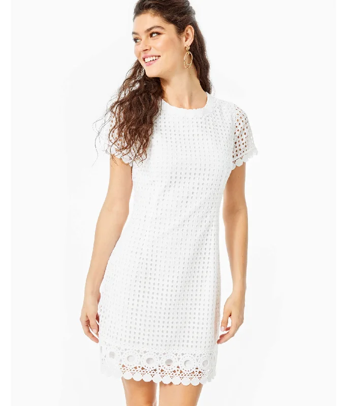 Affordable Women's Fashion Lilly Pulitzer Jennifer Shift Dress - Resort White Grid Eyelet