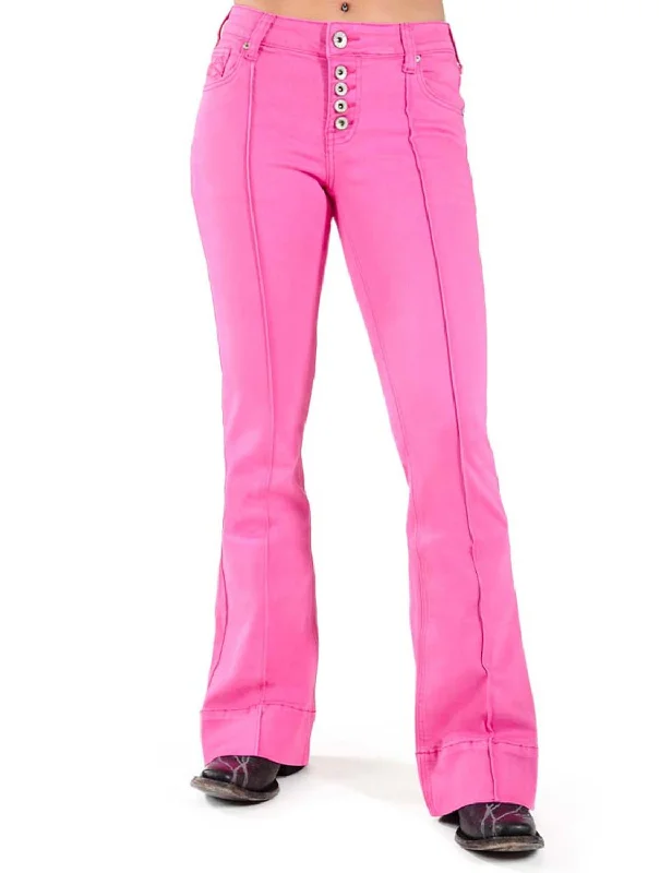 End Of Season Sale Clothing Cowgirl Tuff Womens Trouser Hot Pink Cotton Blend Jeans