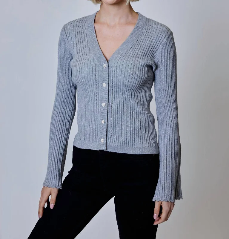 Women's Clothing Sale Online Lurex Front Cardigan In Heather Stone Combo