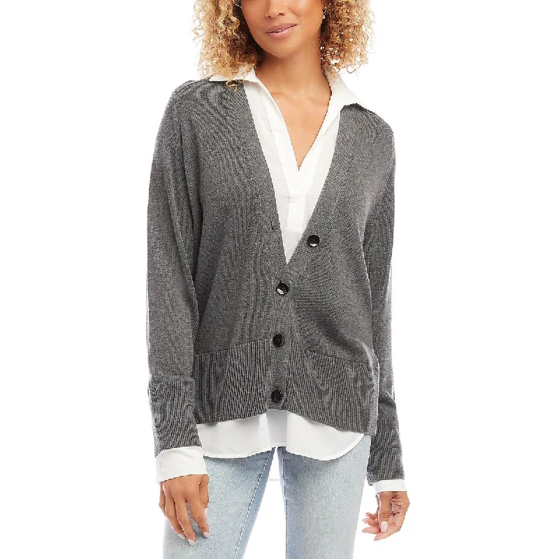 Women's Timeless Attire Layered Sweater Womens Layered Viscose Button-Up