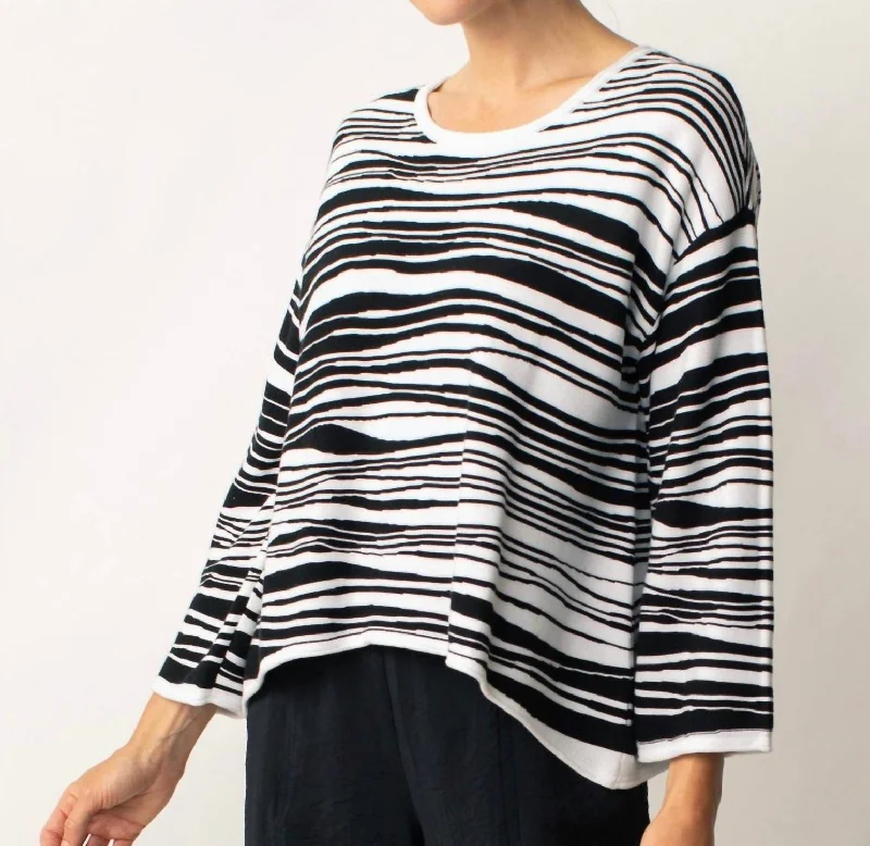 Online Boutiques Clothing Mod Wave Sweater In Black/white