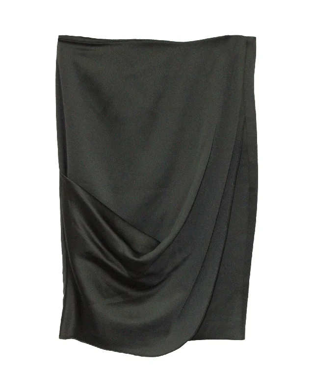 Women's Formal Event Outfit Emporio Armani Draped Pencil Skirt in Black Polyester