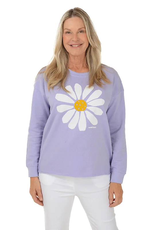 Women's Office Clothing Lilac Big Daisy Drop Shoulder Sweatshirt