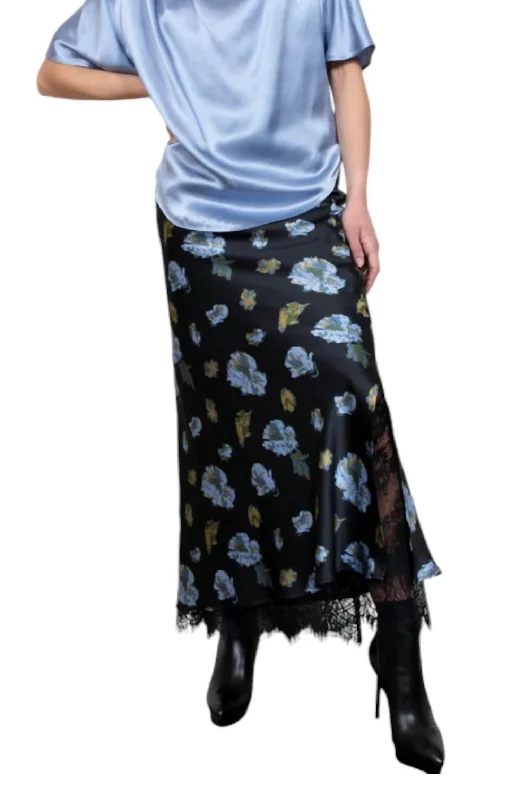 Comfortable Garments For Women Forgiven Floral Slip Skirt In Black