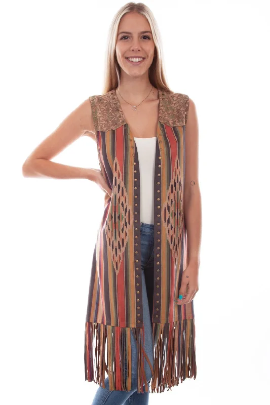 Women's Casual Wear Clothes Scully Womens Long Serape Print Serape Polyester Blend Dress Vest