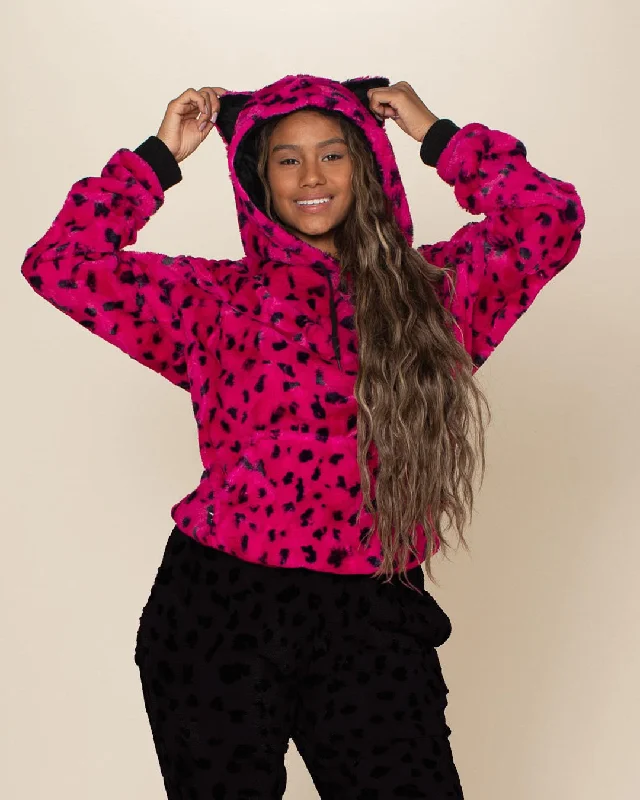 Exclusive Women's Fashion Collection Classic Women's Fur Hoodie | Pink Cheetah