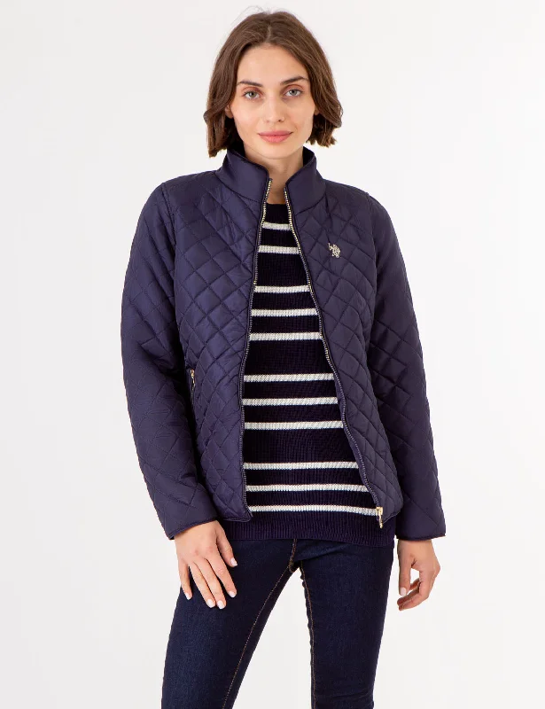 Women's Luxury Apparel QUILTED SIDE KNIT MOTO JACKET