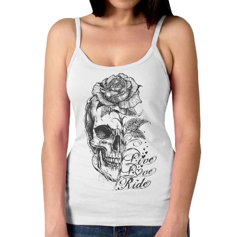 Affordable Women's Clothing Sale Online Hot Leathers Ladies Stem Skull Tank Top Shirt GLC2583