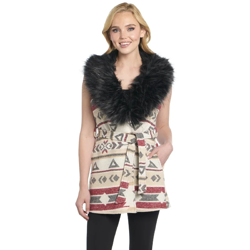 Women's Cozy Clothes Cripple Creek Womens Navajo Blanket Desert Lights 100% Polyester Faux Fur Vest