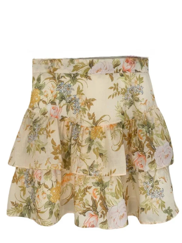 Best Online Boutiques For Women Floral Garden Ruffled Skirt In Yellow
