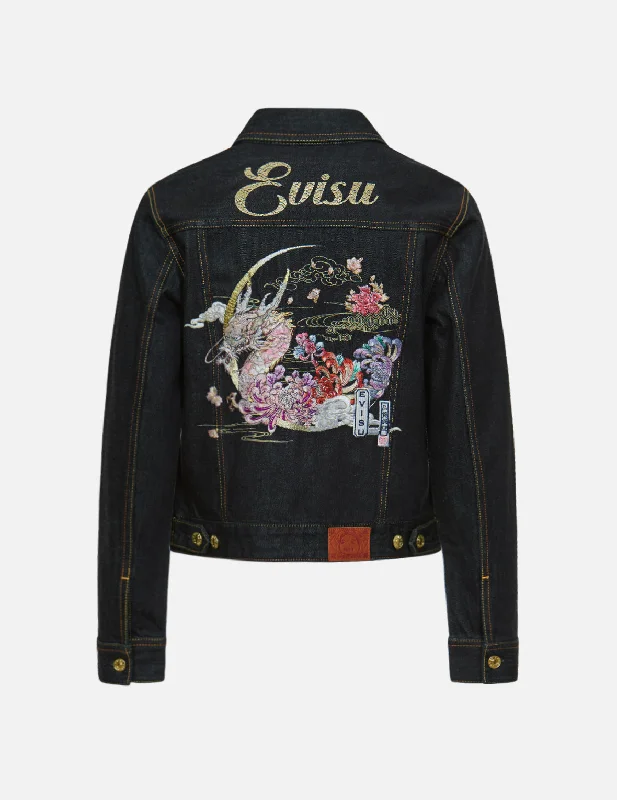 Best Online Boutiques Moonlight Dragon Embroidered Denim Jacket