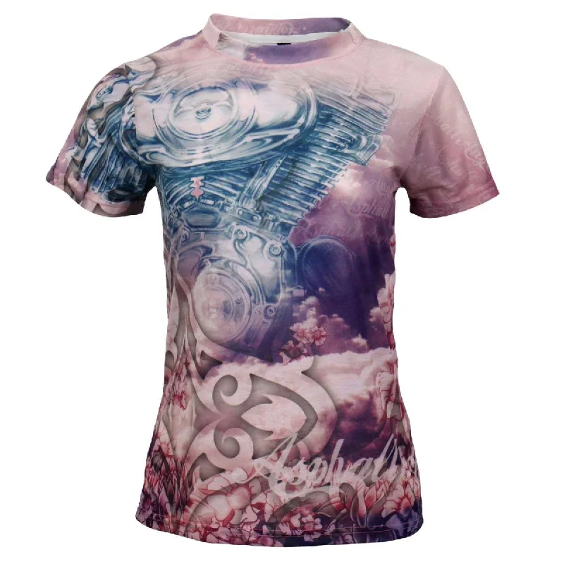 Trendy Women's Apparel for All Seasons Hot Leathers Ladies Angel Wings Pink Fitted 3D All Over Printed T-Shirt GLS1001