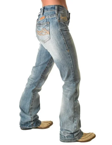 Sale Clearance Cowgirl Tuff Womens Thunderstruck Light Wash Cotton Blend Jeans