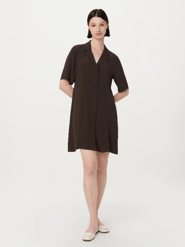 Women's Tops And Clothing The Camp Collar Dress in Dark Chocolate