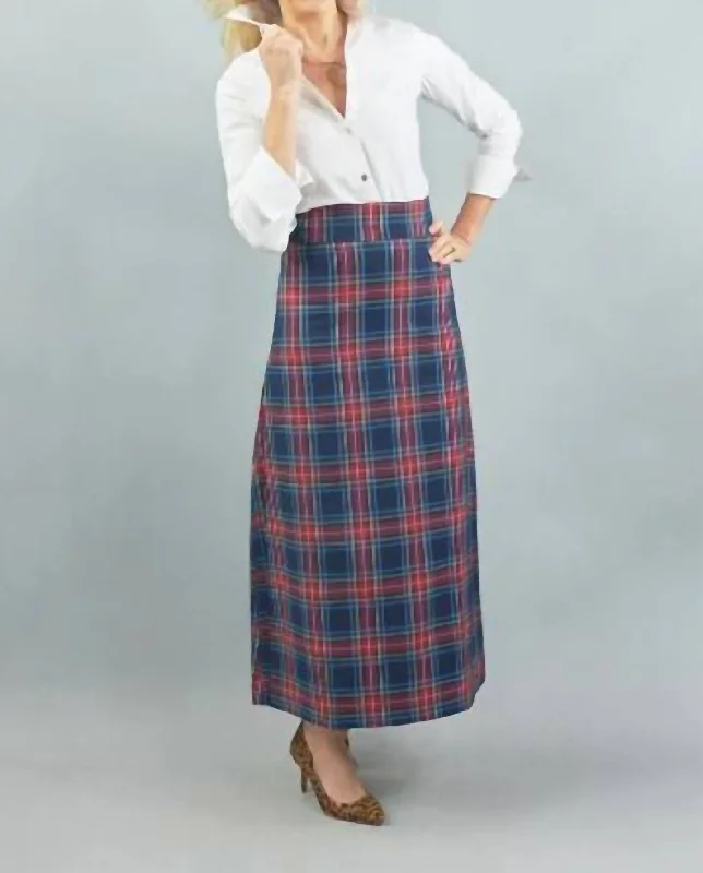 Women's Vintage Attire Sanibel Skirt In Navy Plaid