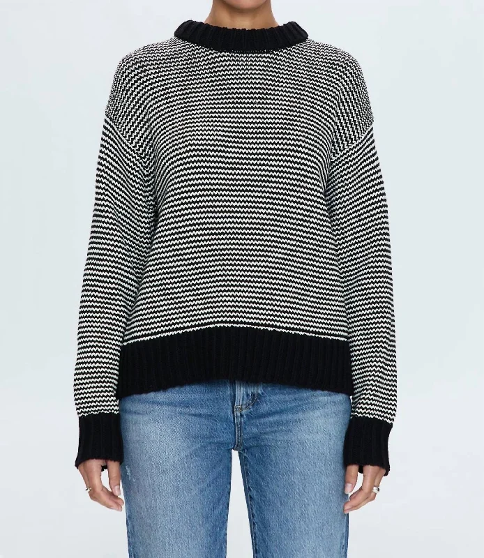 Trendy Outfits For Girls Jadine Pullover Sweater In Midnight Stripe