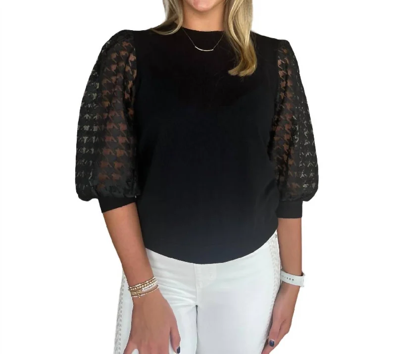 Women's Evening Wear Pattern Sleeve Sweater In Black