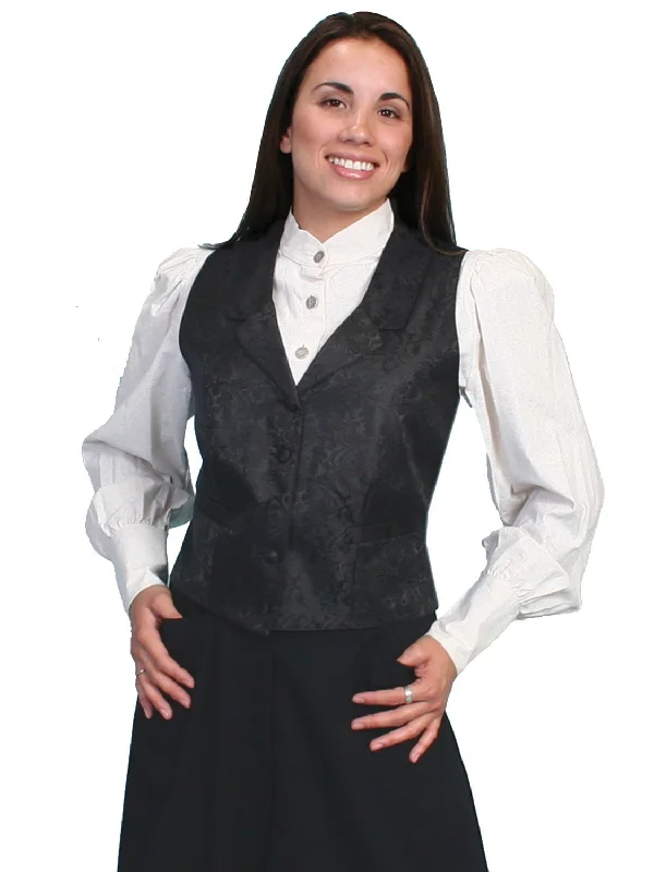 Women's Night-Out Clothes Scully Rangewear Womens Black Polyester Paisley Lapel Vest