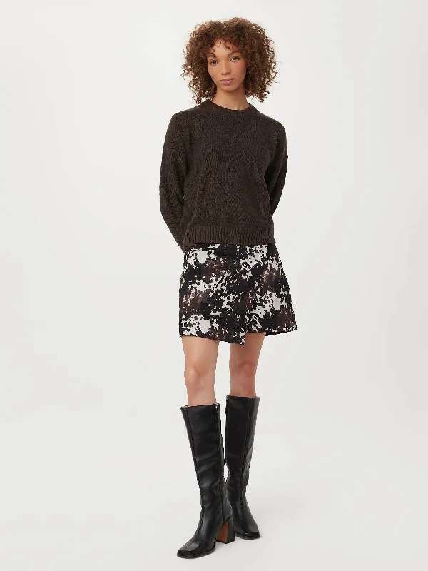 Women's Outerwear for All Weather Conditions The Floral Jacquard Sweater in Dark Chocolate