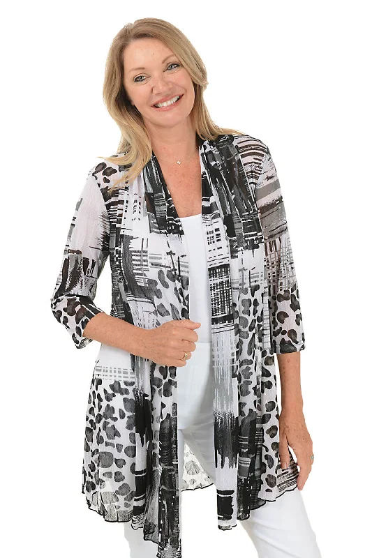 High-Quality Women's Fashion Dresses Grey Animal Patchwork Mesh Cardigan