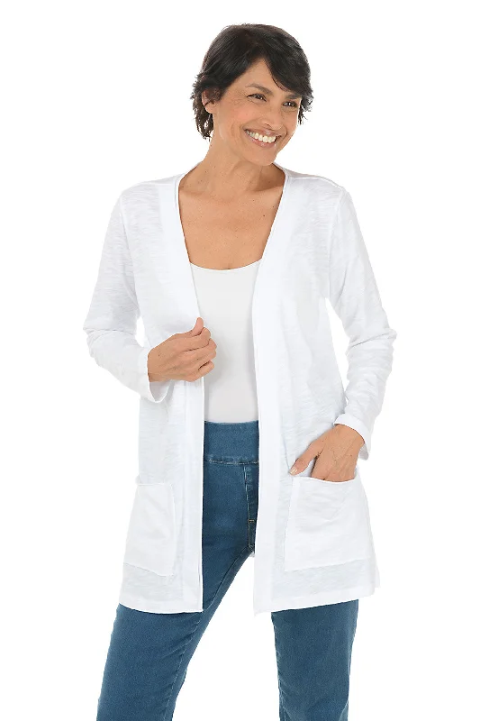 Luxury Women's Clothing Double Pocket Open Front Cardigan