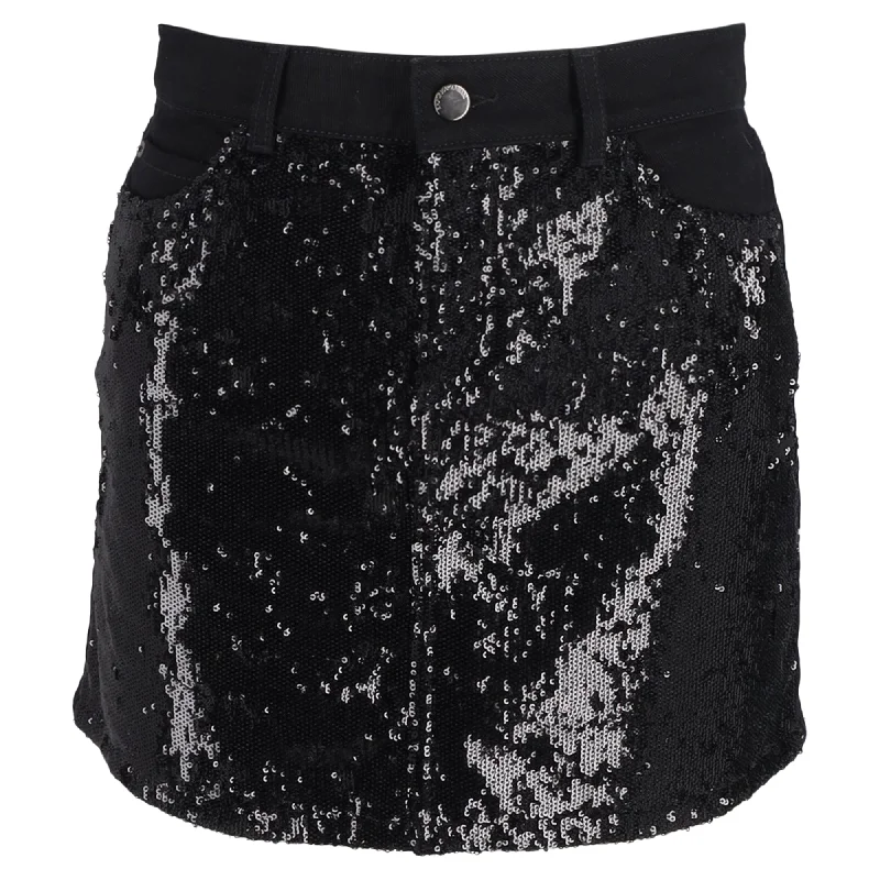 Fashion-forward Women's Clothing Emporio Armani Denim Skirt In Black Sequins