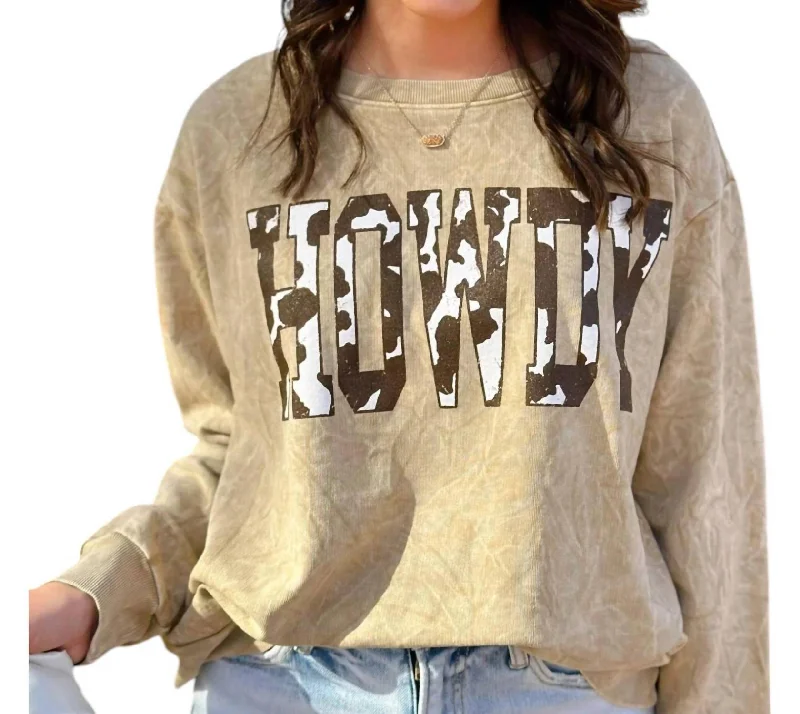 Women's Elegant Clothes Howdy Mineral Wash Sweatshirt In Taupe