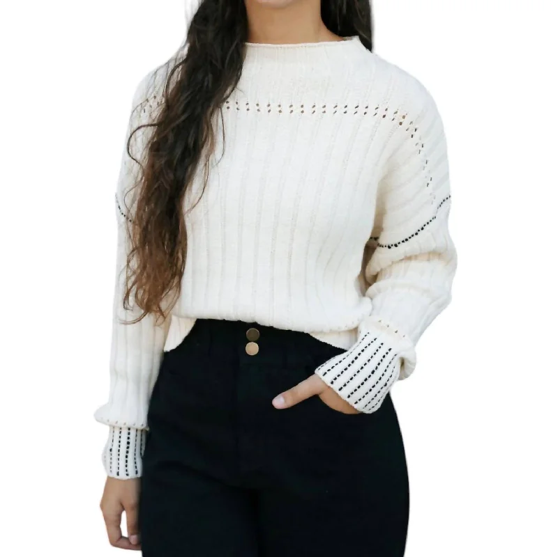 Modern Women's Wardrobe Essentials Stitched Sweater In Cream