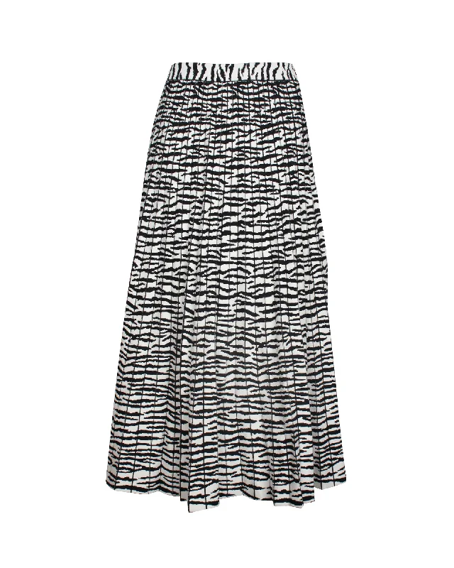 Women's Professional Outfit Proenza Schouler Pleated Zebra Midi Skirt in Animal Print Viscose