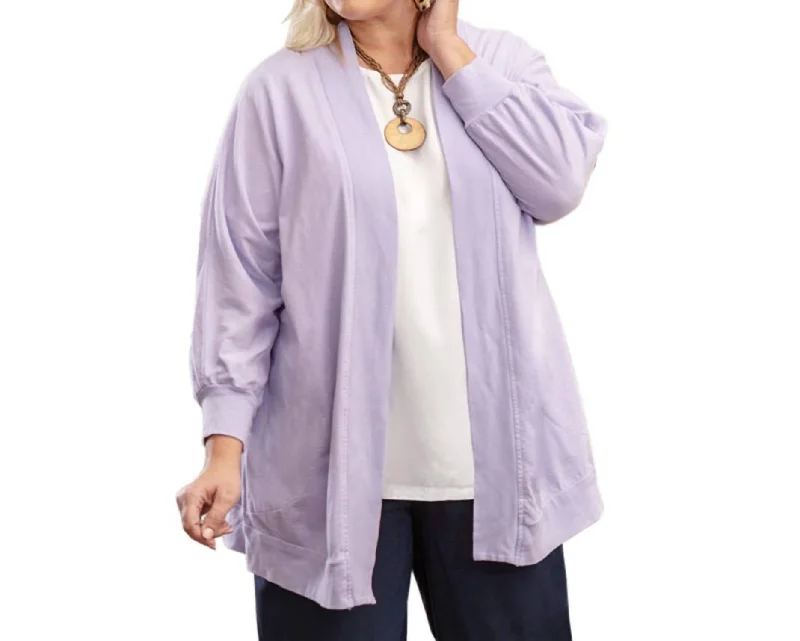 Elegant Women's Attire Becky Solid Long Sleeve Cotton Knit Plus Size Jacket In Tahitian Breeze