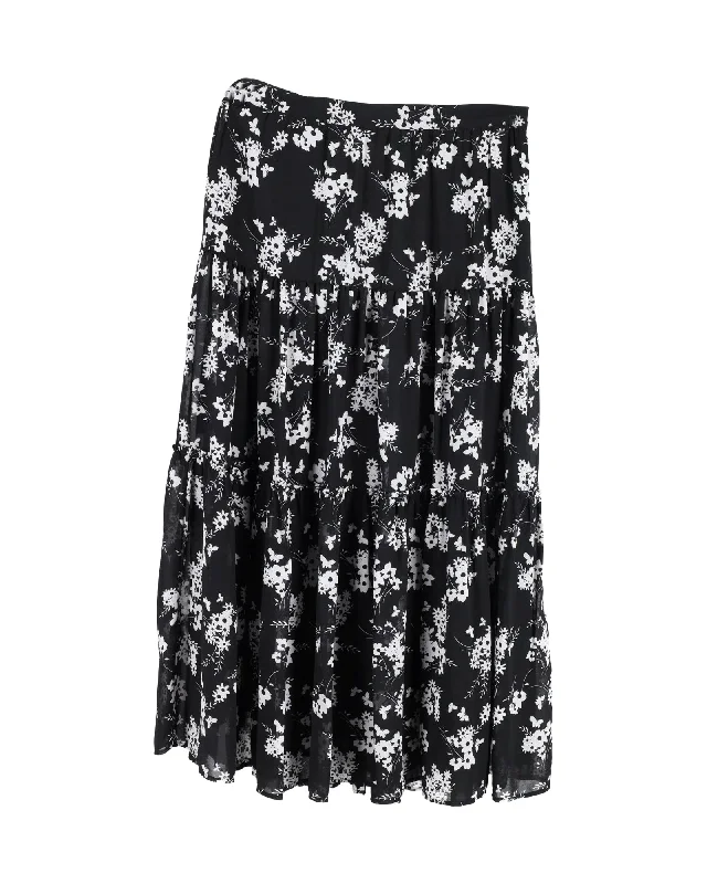 Women's Classic Attire Michael Michael Kors Floral Print Skirt in Black Silk