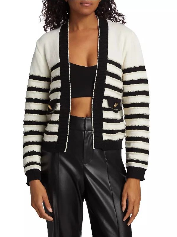 Comfortable Women's Attire Kammi Cardigan In Ivory/black