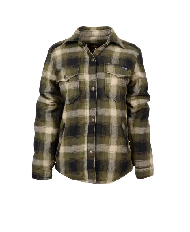 Clothing Brands STS Ranchwear Womens Trapper Shirt Green/Navy Plaid 100% Polyester Cotton Jacket