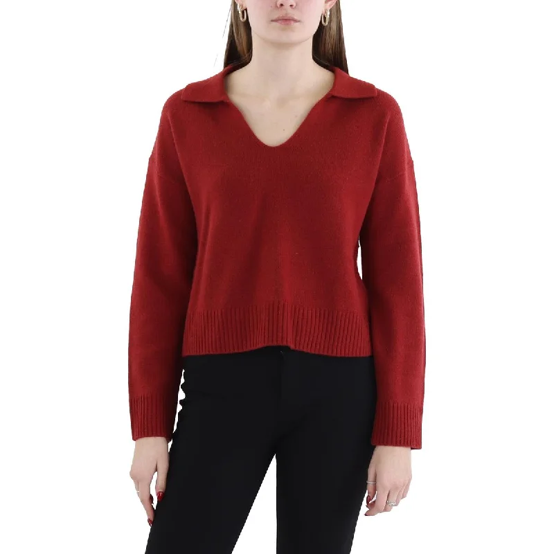 Women's Festive Attire Womens Ribbed Trim  Wool Pullover Sweater