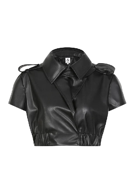 Sale For Women Vegan Leather Cropped Trench