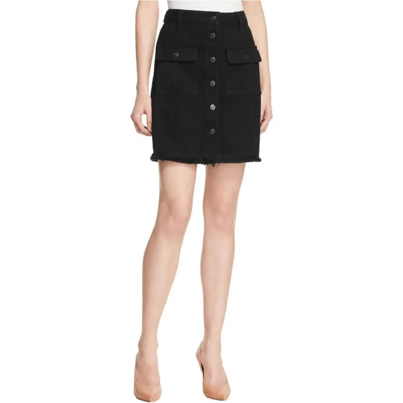 Women's Evening Wear for Special Occasions Denim Raw Hem A-Line Skirt In Black