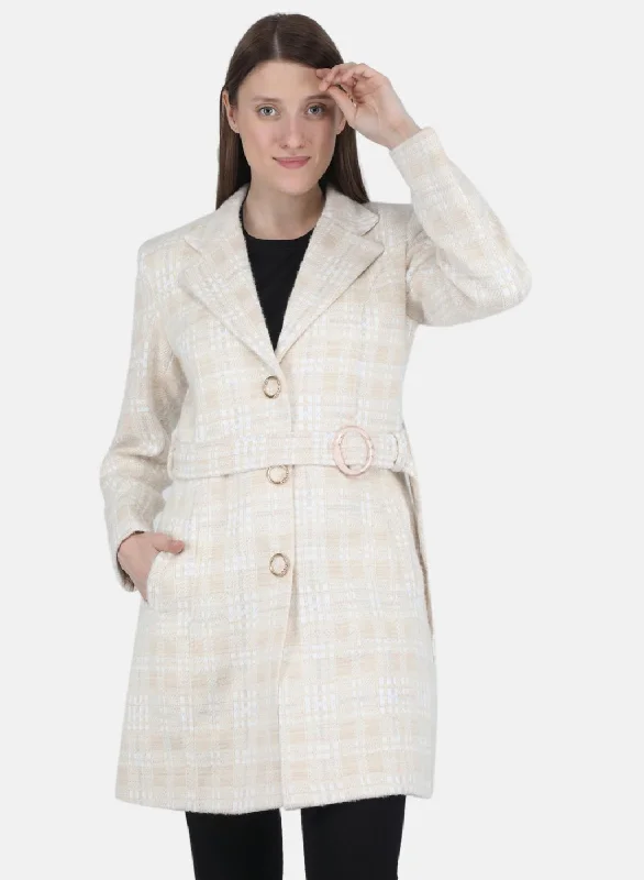 Clothing Brands Women Beige Jaquard Coat