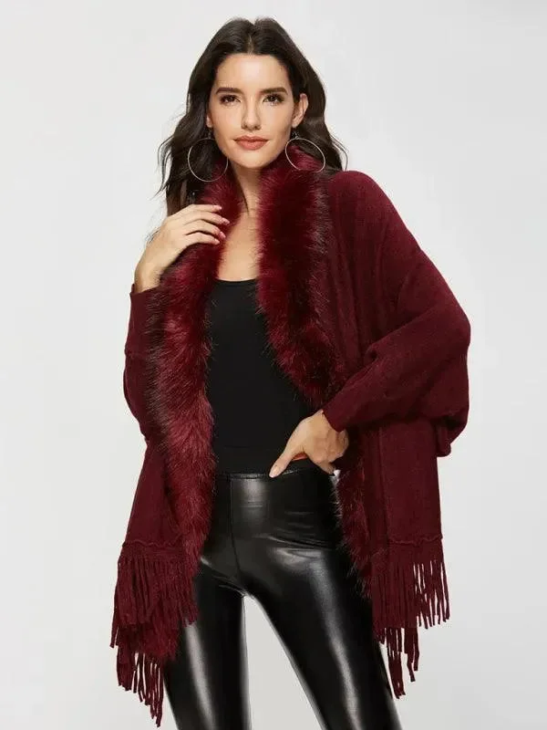 Extreme Clearance Deals Women's Fur Collar Shawl Wool Coat