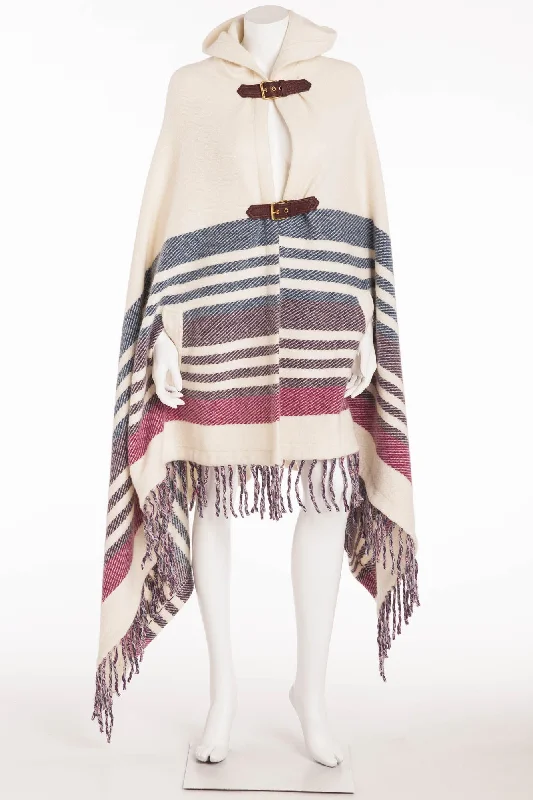 Online Boutique Clothing Emilio Pucci - White Blue Purple Pink Poncho Fringe Bottom with Leather Buckle - M Online Boutique Clothing Emilio Pucci - White Blue Purple Pink Poncho Fringe Bottom with Leather Buckle - M