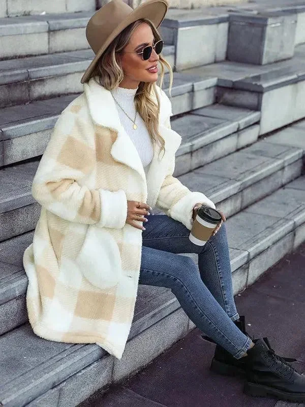 Online Clothing Stores Oversized Plaid Women Overcoat