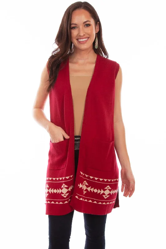 Affordable Fashion Clothing For Women Scully Womens Red/Taupe 100% Cotton Indian Headdress Cardigan Affordable Fashion Clothing For Women Scully Womens Red/Taupe 100% Cotton Indian Headdress Cardigan