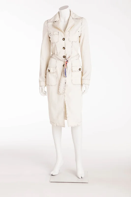 Trendy Boutiques Online Roberto Cavalli - Off White Jacket Long Sleeve Trench Coat - IT 38