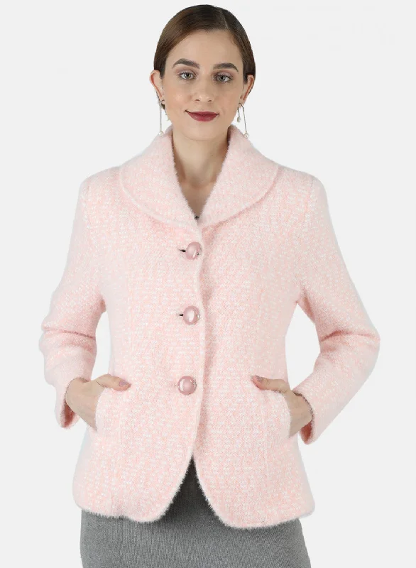 Sale Clothes Online Women Pink Jaquard Coat