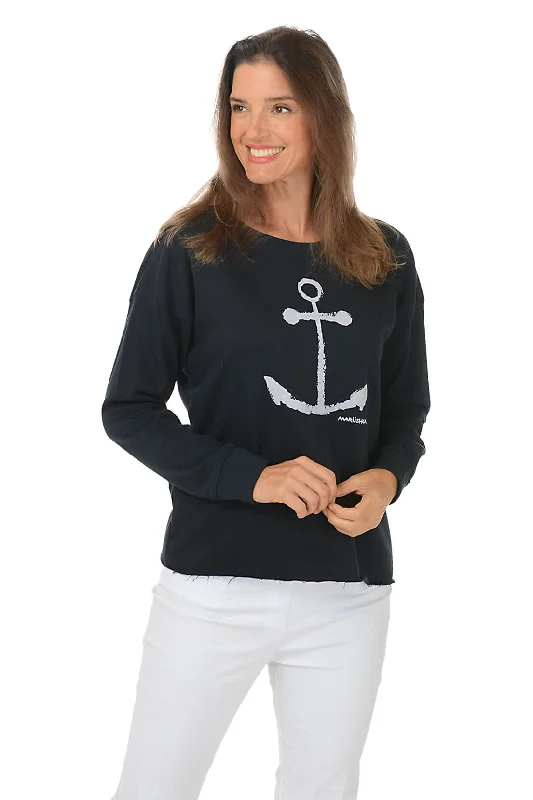 Best Clearance Sales Right Now White Anchor Drop Shoulder Sweatshirt