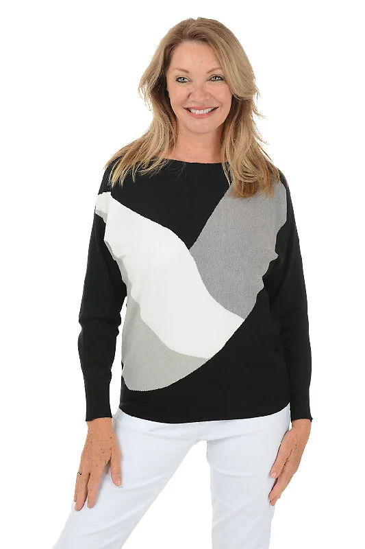 Latest Fashion for Women Wheat Angled Colorblock Dolman Sleeve Sweater