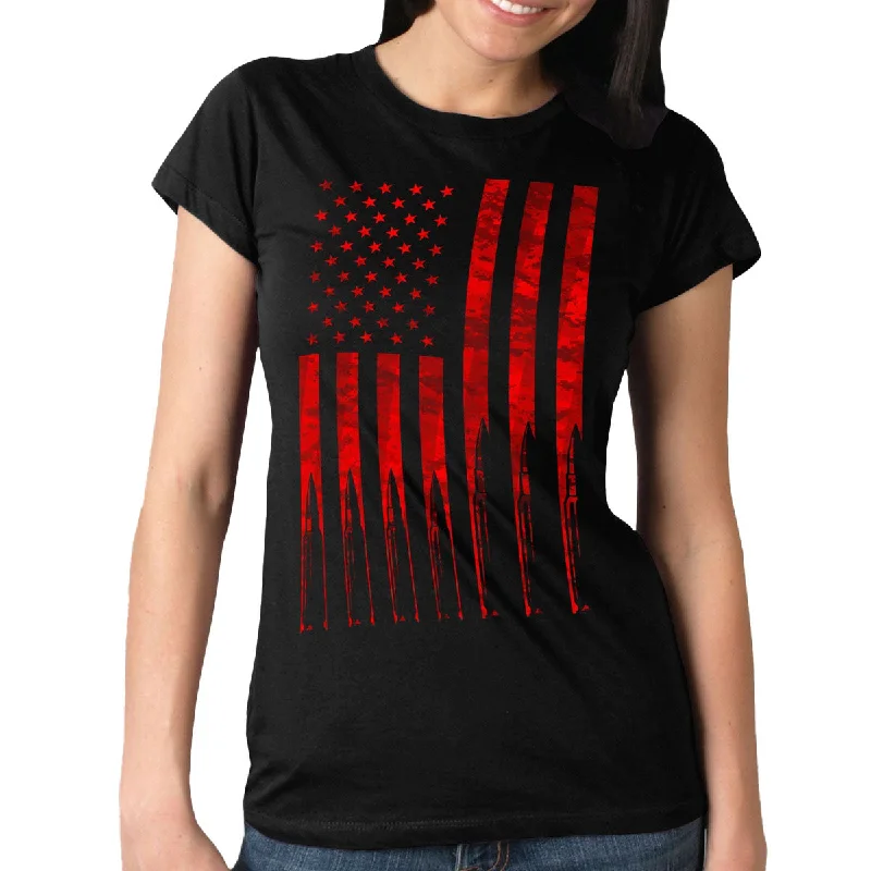Affordable Online Boutique Hot Leathers GLR1498 'Flag and Bullets' Full Cut Ladies Black T-Shirt Affordable Online Boutique Hot Leathers GLR1498 'Flag and Bullets' Full Cut Ladies Black T-Shirt